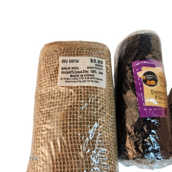 Ribbon Lot Set - Gingham Satin Burlap Denim 1.5 - 6 Inch Floral Wreath Crafting - Picture 10 of 10